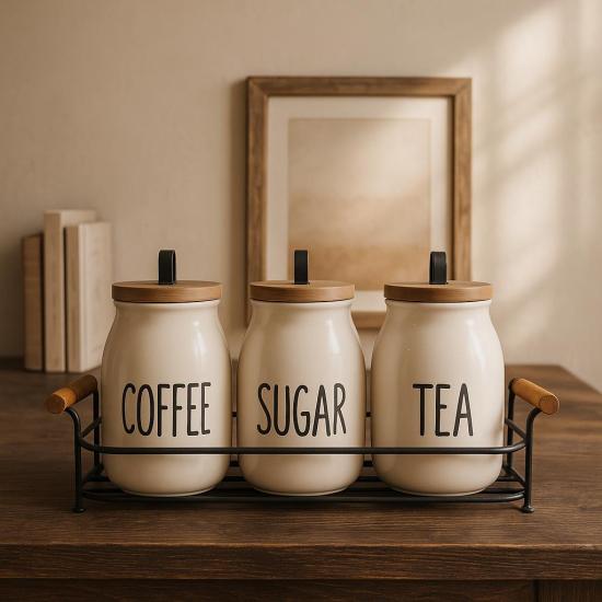 Porcelain Jars Set - 3 Pcs